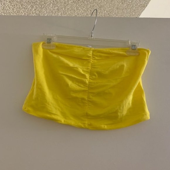 Fashion Nova Ruched Yellow Tube Top - Picture 1 of 8